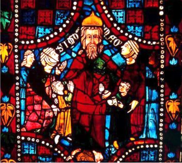 Imagen de Simón el Mago en las vidrieras de la Catedral de León
