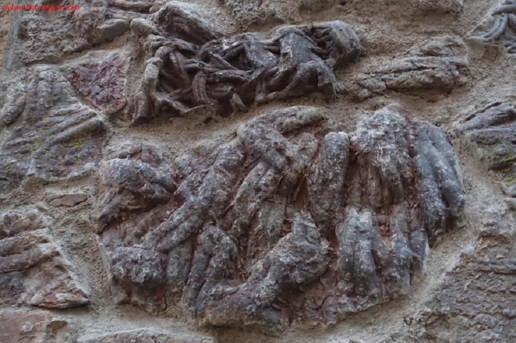 Imagen de un fósil en las Calles de Monsagro, Salamanca