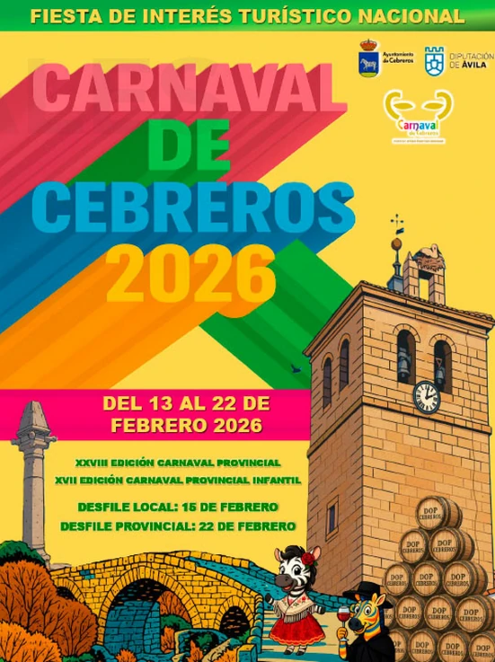 Carnaval de Cebreros 2026: Programa de Carnaval. Fiesta de Interés Turístico Nacional