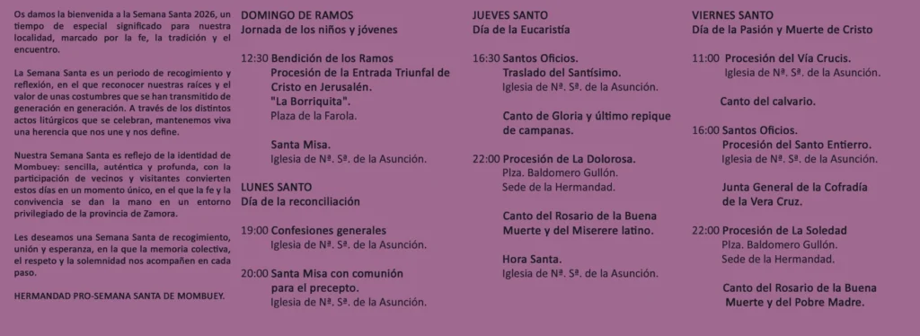 Programación Semana Santa Mombuey 2026