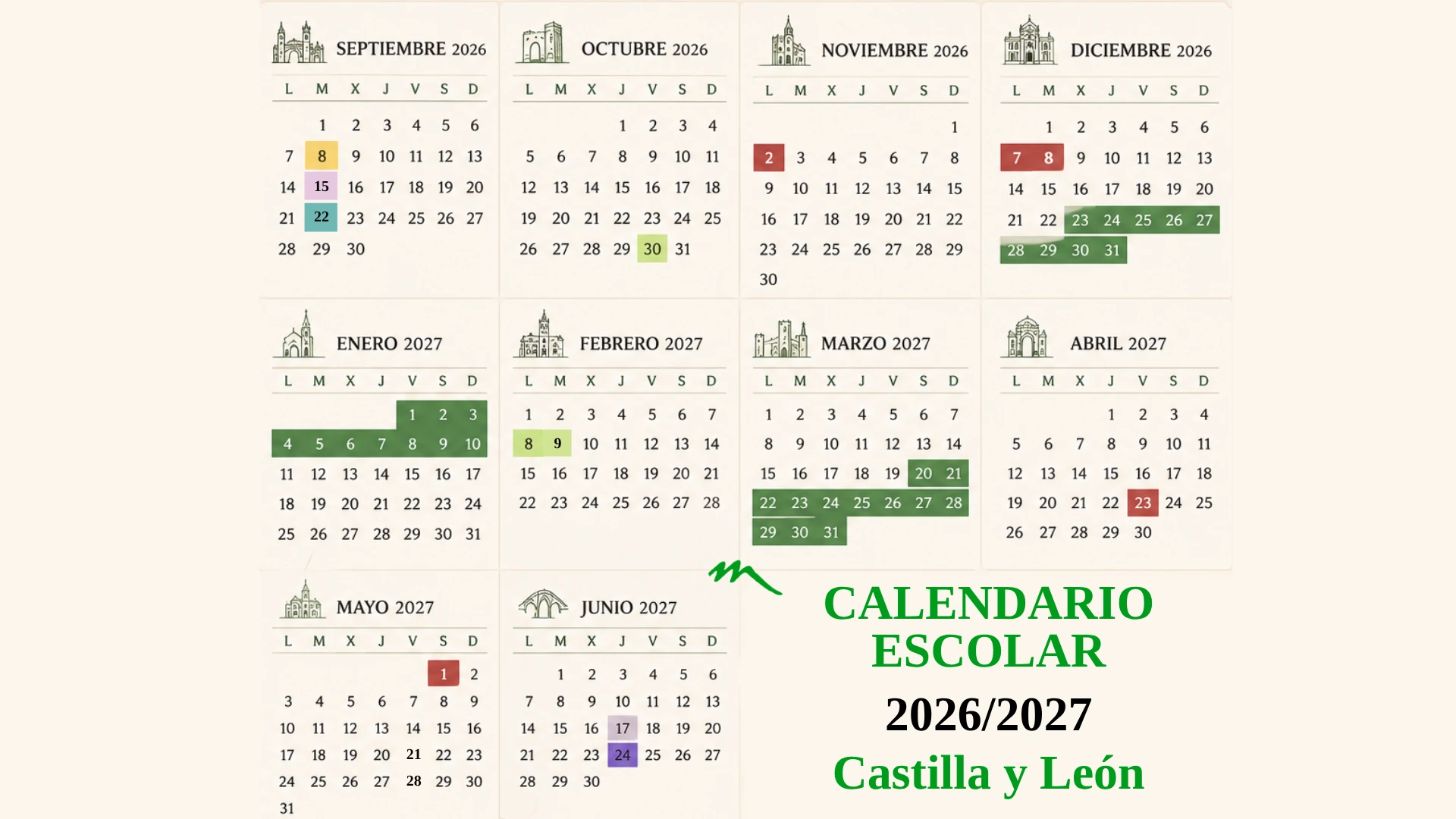 Calendario escolar 2026/2027 en Castilla y León: fechas clave